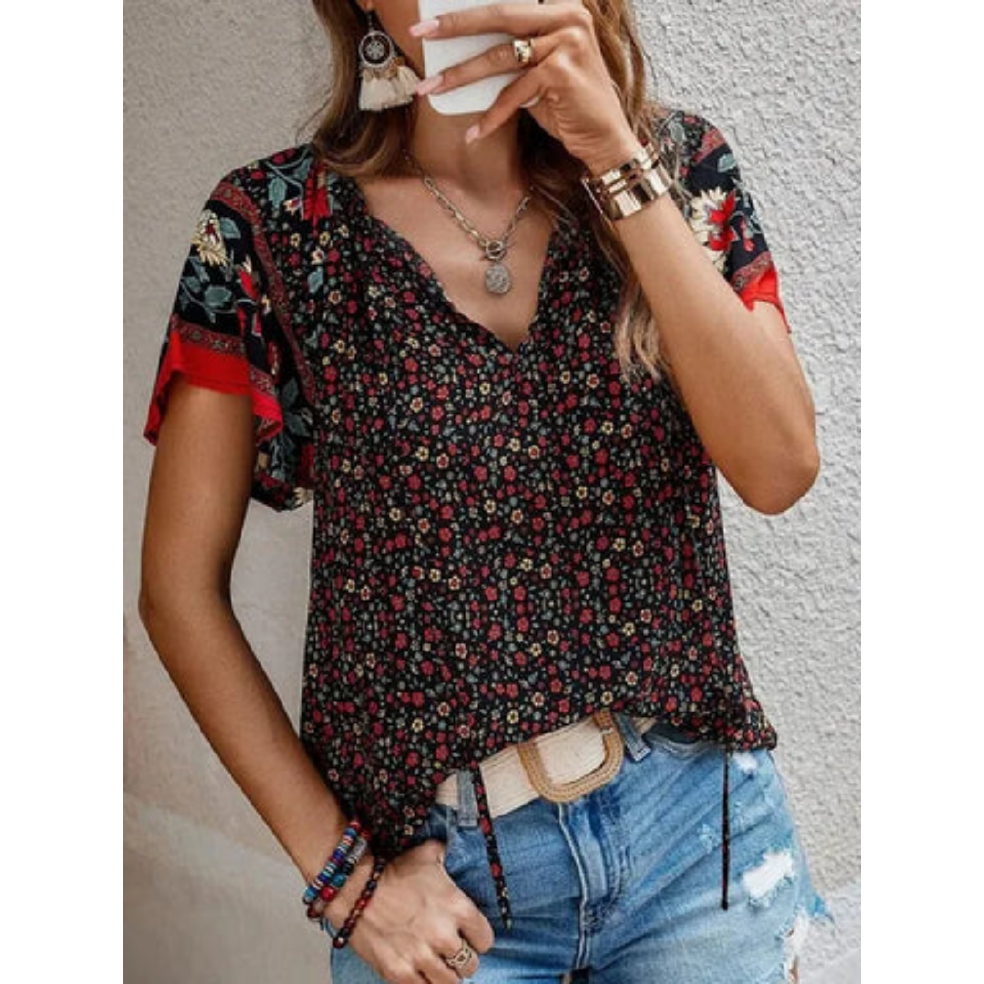 Khloe | Boho Short Sleeve Blouse For Women