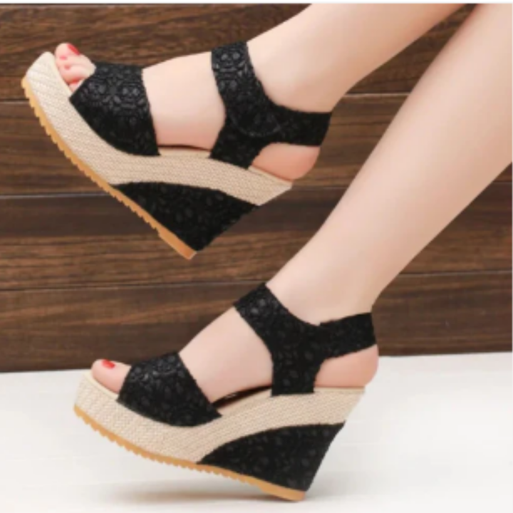 Jumana | Elegant Textured Orthopedic Wedge Sandals For Women