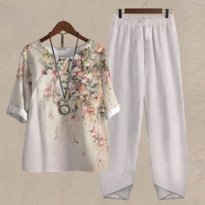 Isleen | Summer Vintage Pants And Top Set For Women