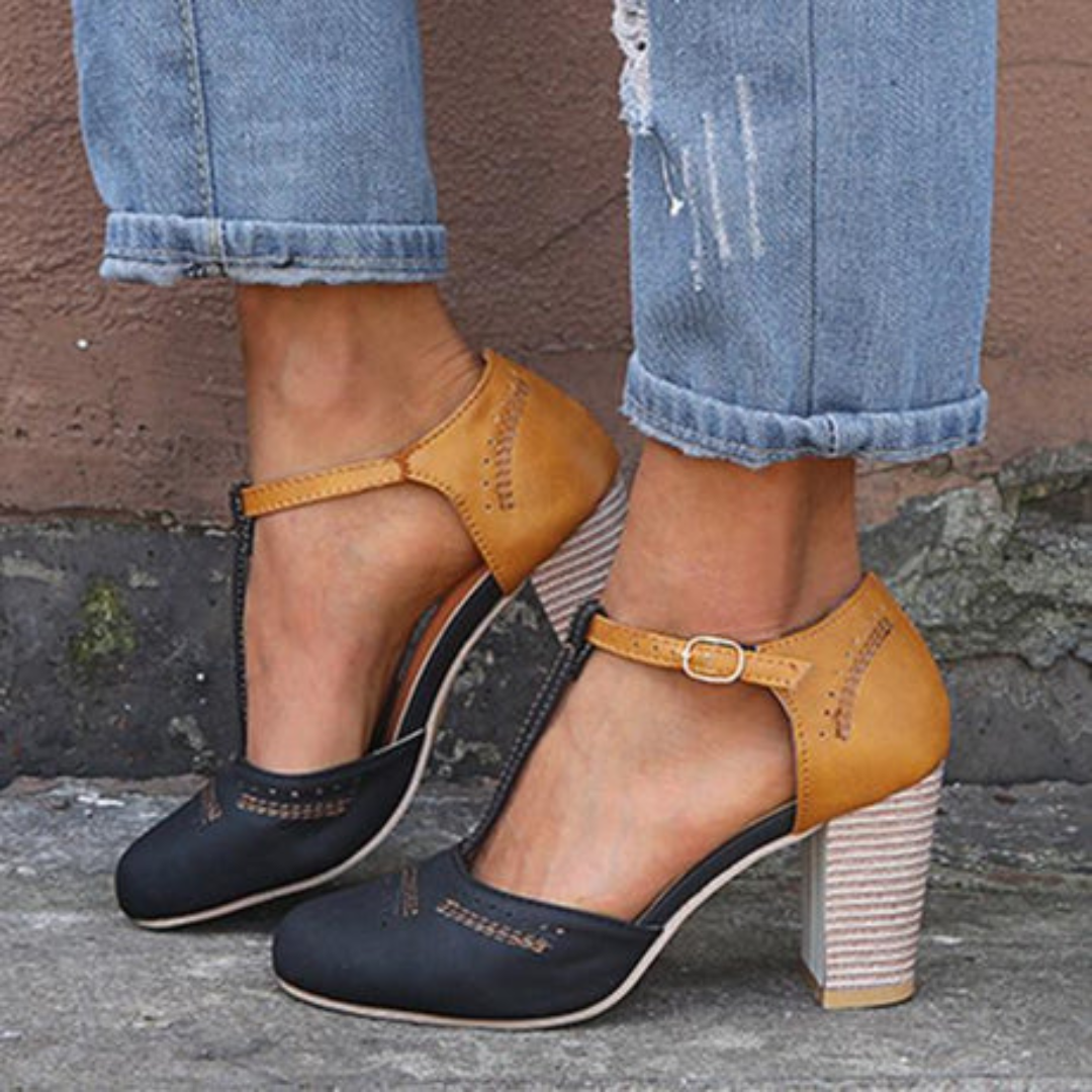 Giselle | Vintage Closed Toe Block Heels For Women