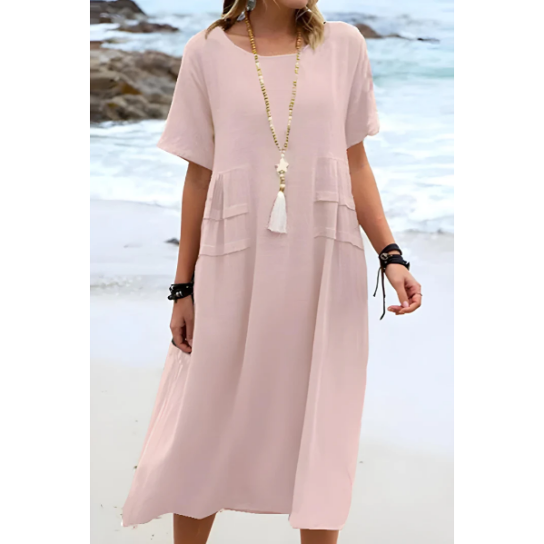 Zayne | Summer Round Neck Midi Dress For Women