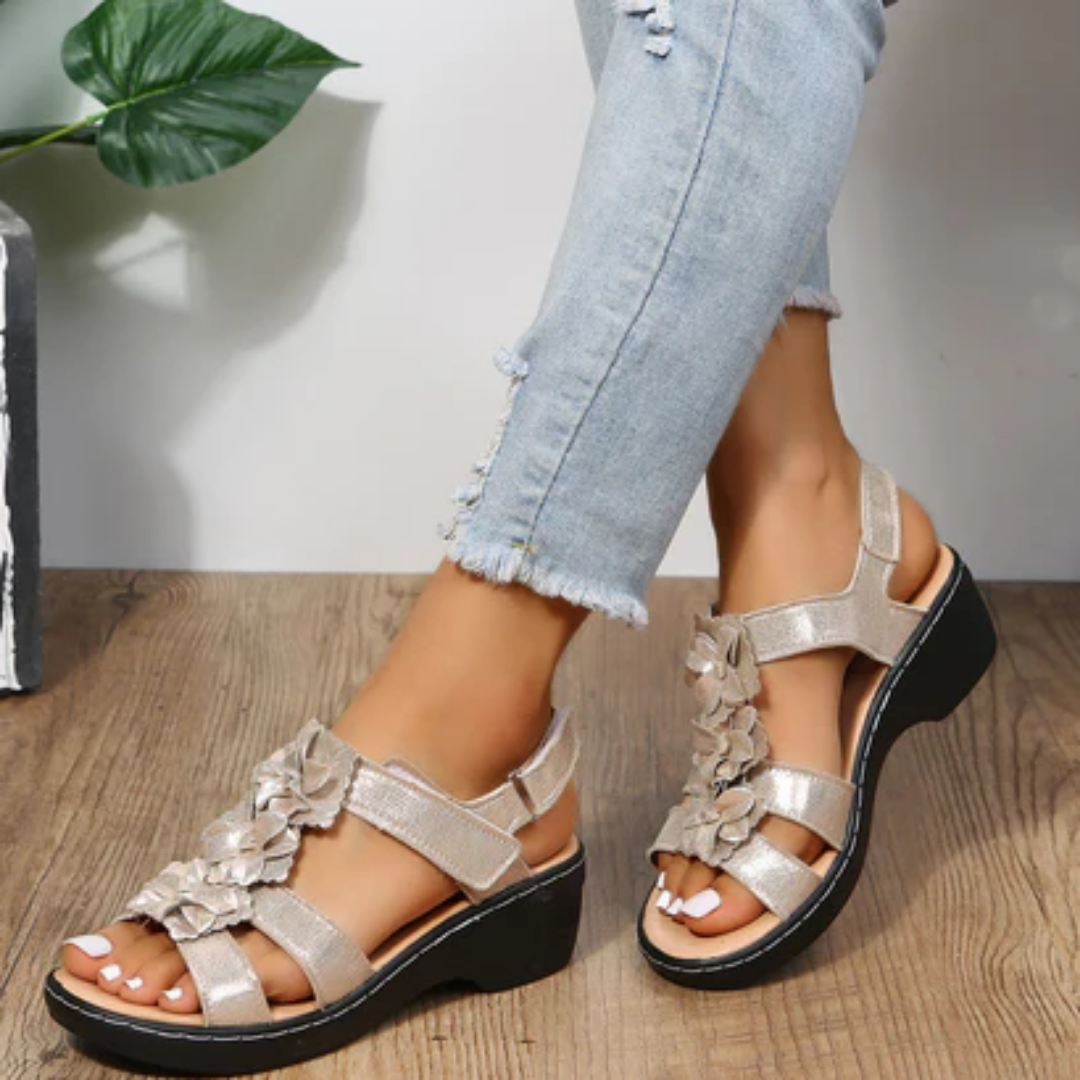 Fredicia | Floral Open Toe Orthopedic Platform Sandals For Women