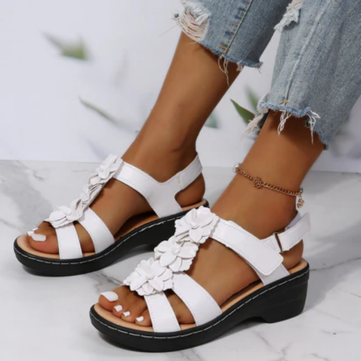 Fredicia | Floral Open Toe Orthopedic Platform Sandals For Women