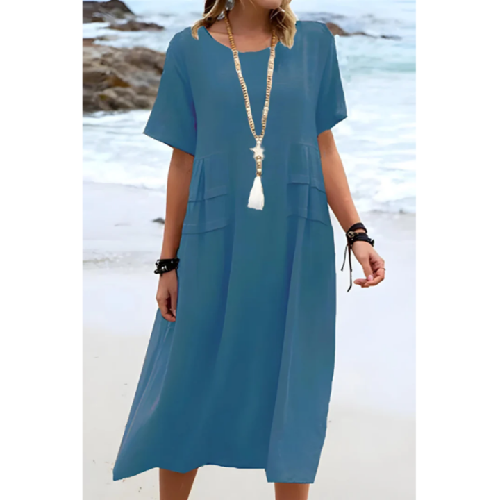 Zayne | Summer Round Neck Midi Dress For Women