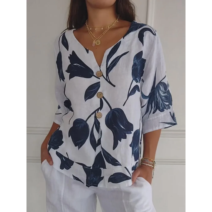 Willow | Summer Floral Mid Sleeve Blouse For Women