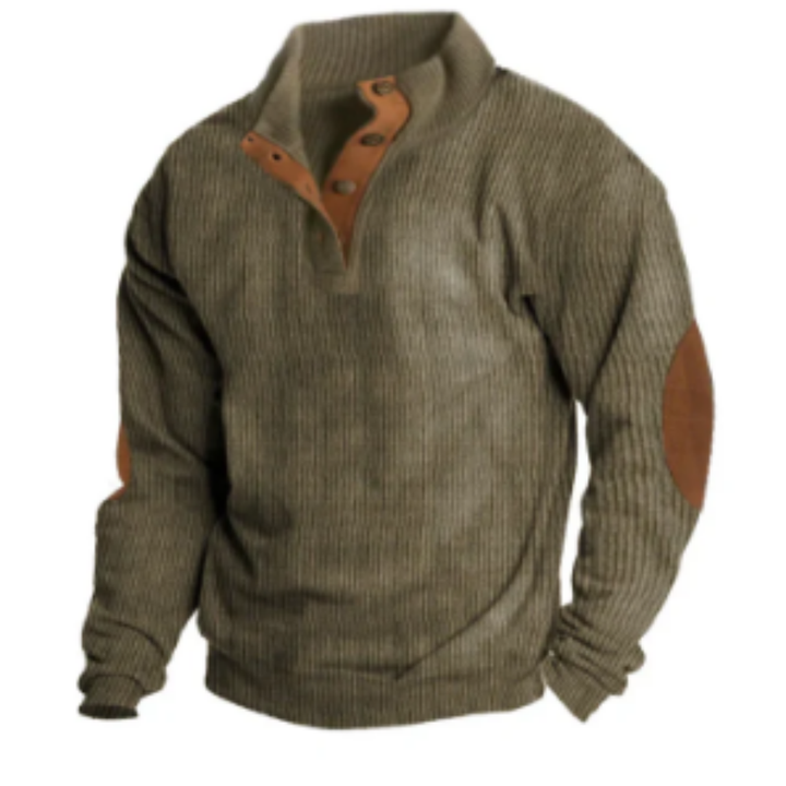 Romesh | Warm Ribbed Half Button Sweater For Men