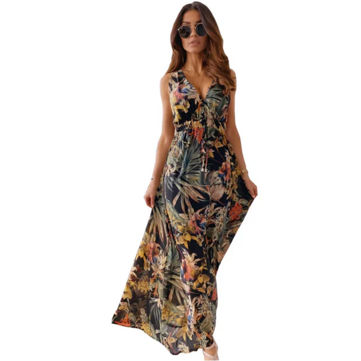 Quincy | Summer Hawaiian Sleeveless Midi Dress For Women