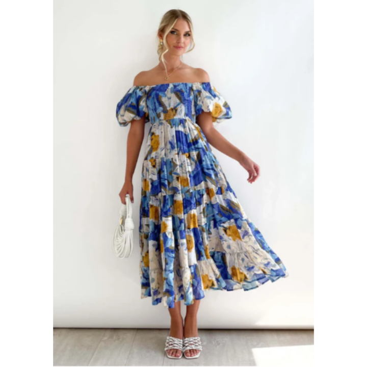 Irede | Summer Cocktail Off Shoulder Midi Dress For Women