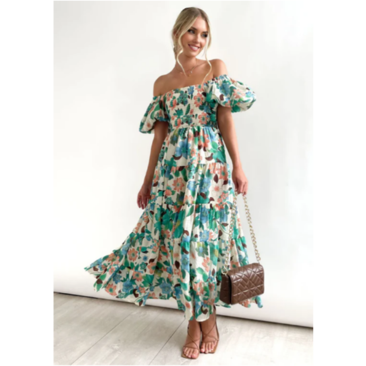 Irede | Summer Cocktail Off Shoulder Midi Dress For Women