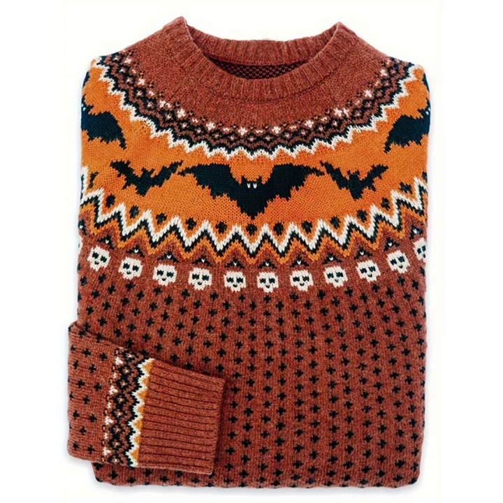 Ferna | Warm Halloween Print Knitted Sweater For Women