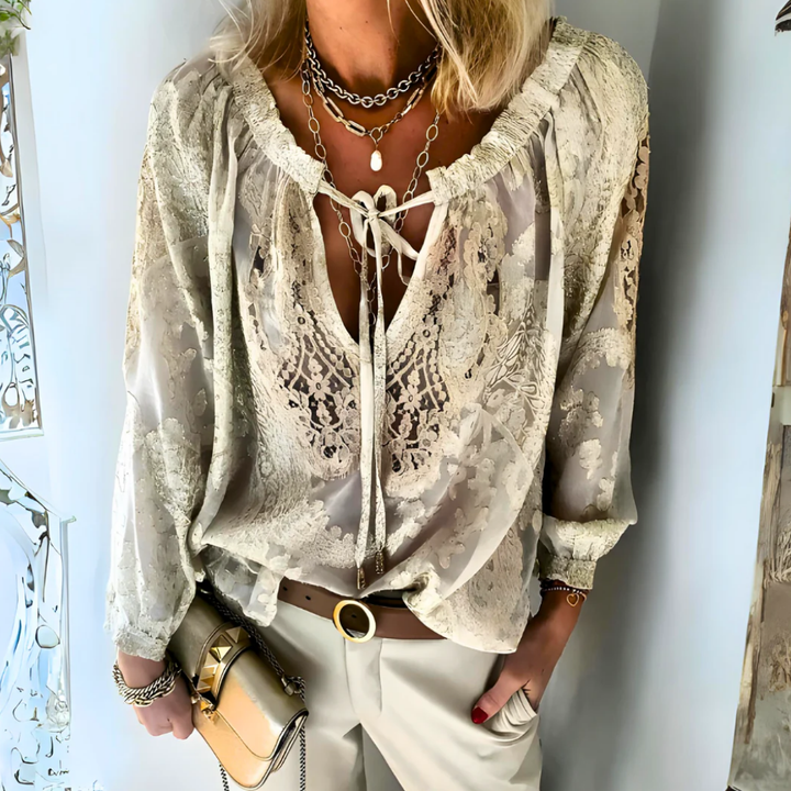 Yareli | Boho Textured Long Sleeve Blouse For Women