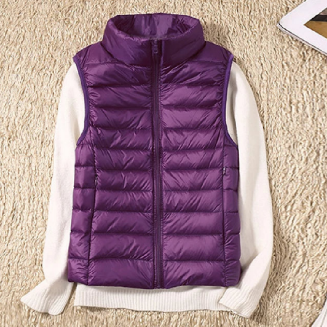 Ubertha | Warm Waterproof Zip Up Puffer Vest For Women