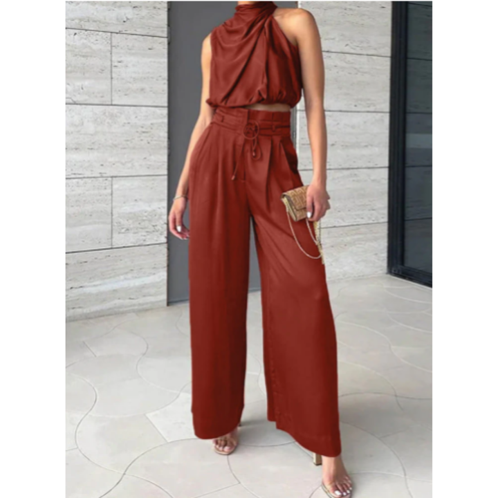 Espinosa | Elegant Turtle Neck Pants And Top Set For Women