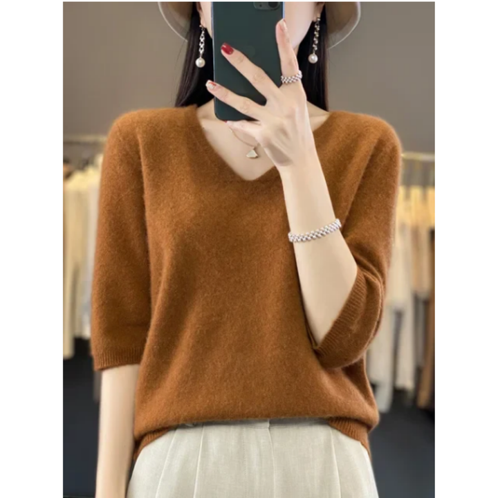 Teifion | Casual Warm V Neck 3 4 Sleeve Sweater For Women