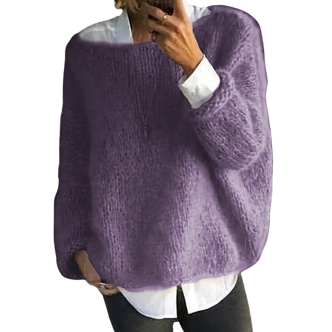 Emmily | Stylish Warm Oversized Boat Neck Sweater For Women