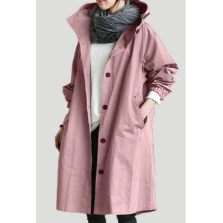 Odeta | Long Button Down Waterproof Rain Jacket For Women