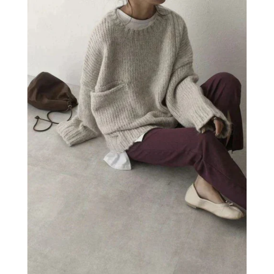 Maelia | Comfortable Oversized Knitted Long Sweater For Women