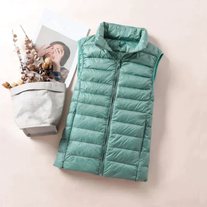 Ubertha | Warm Waterproof Zip Up Puffer Vest For Women