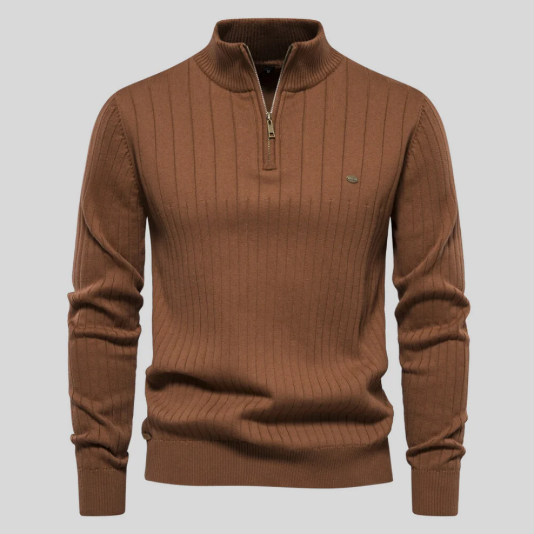 Charleton | Winter Warm Fit Half Zip Ribbed Sweater For Men