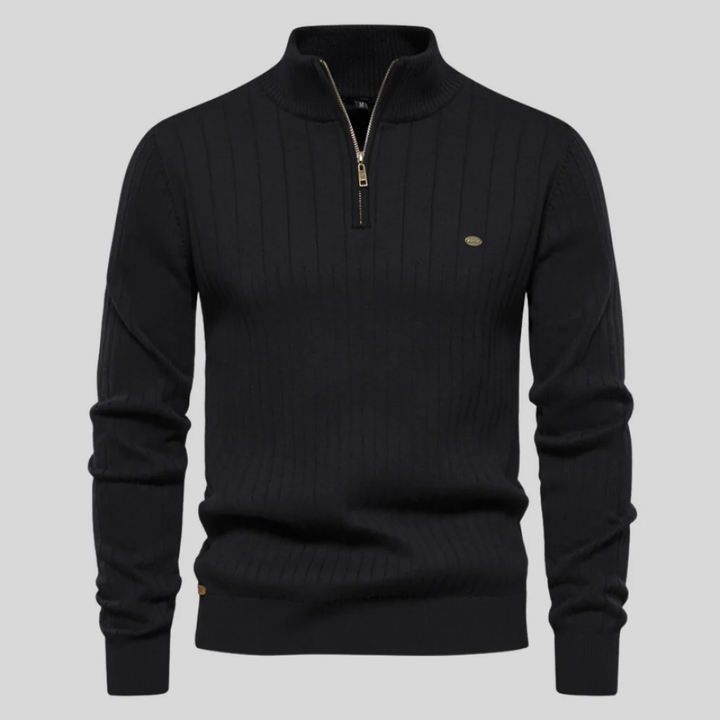 Charleton | Winter Warm Fit Half Zip Ribbed Sweater For Men