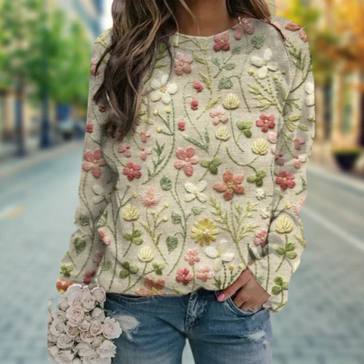 Lorene | Summer Floral Round Neck Sweater For Women