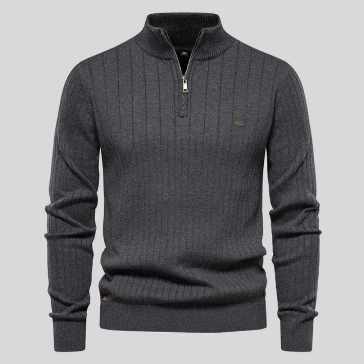 Charleton | Winter Warm Fit Half Zip Ribbed Sweater For Men