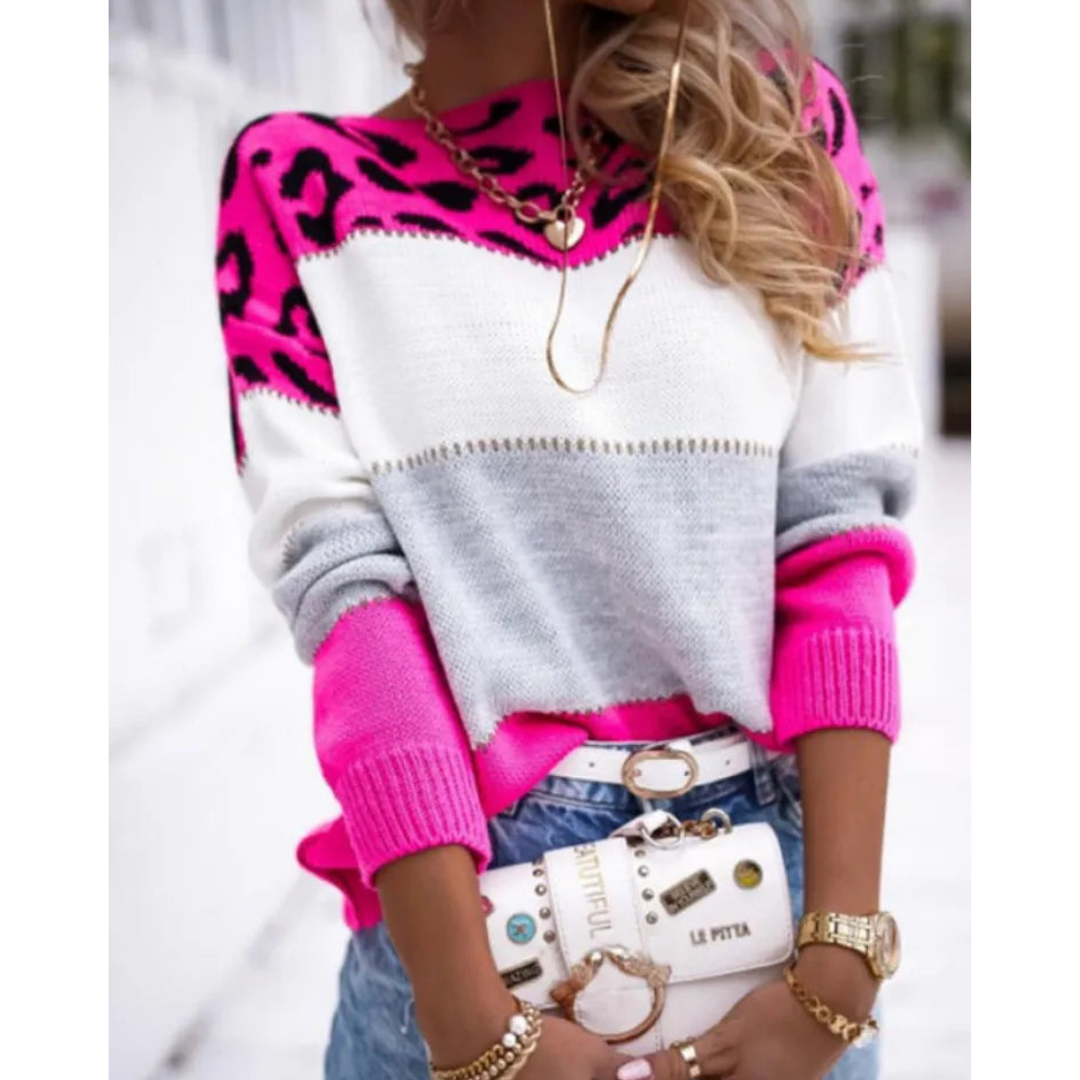 Sobiana | Knitted Leopard Print Sweater For Women