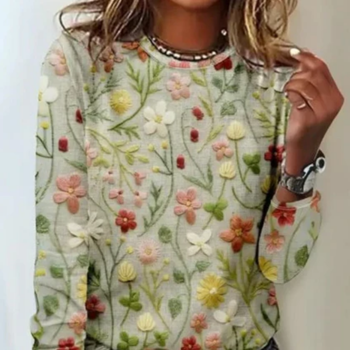 Lorene | Summer Floral Round Neck Sweater For Women