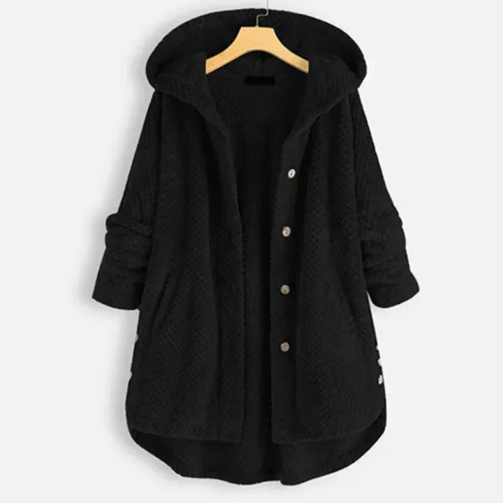 Qiu | Warm Textured Long Hooded Jacket For Women