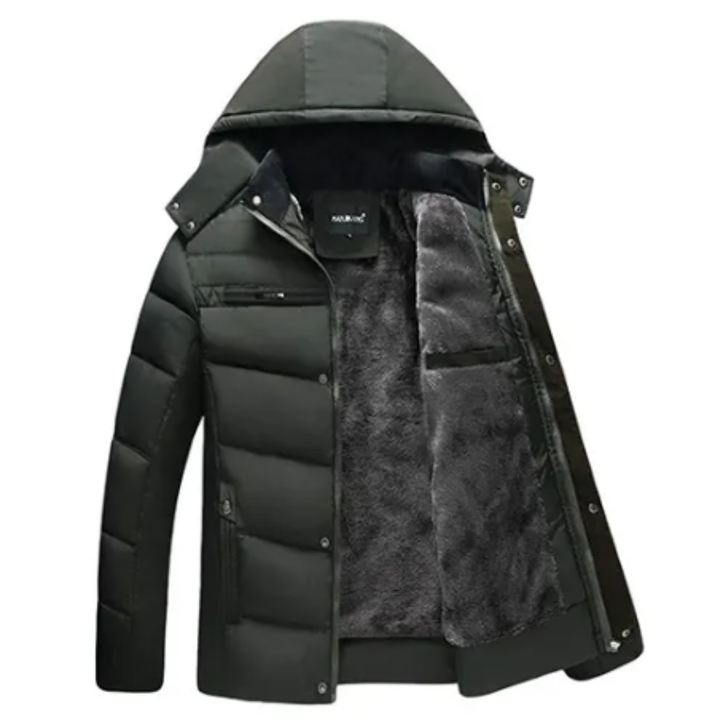 Vasquez | Winter Warm Button Down Hooded Puffer Jacket For Men