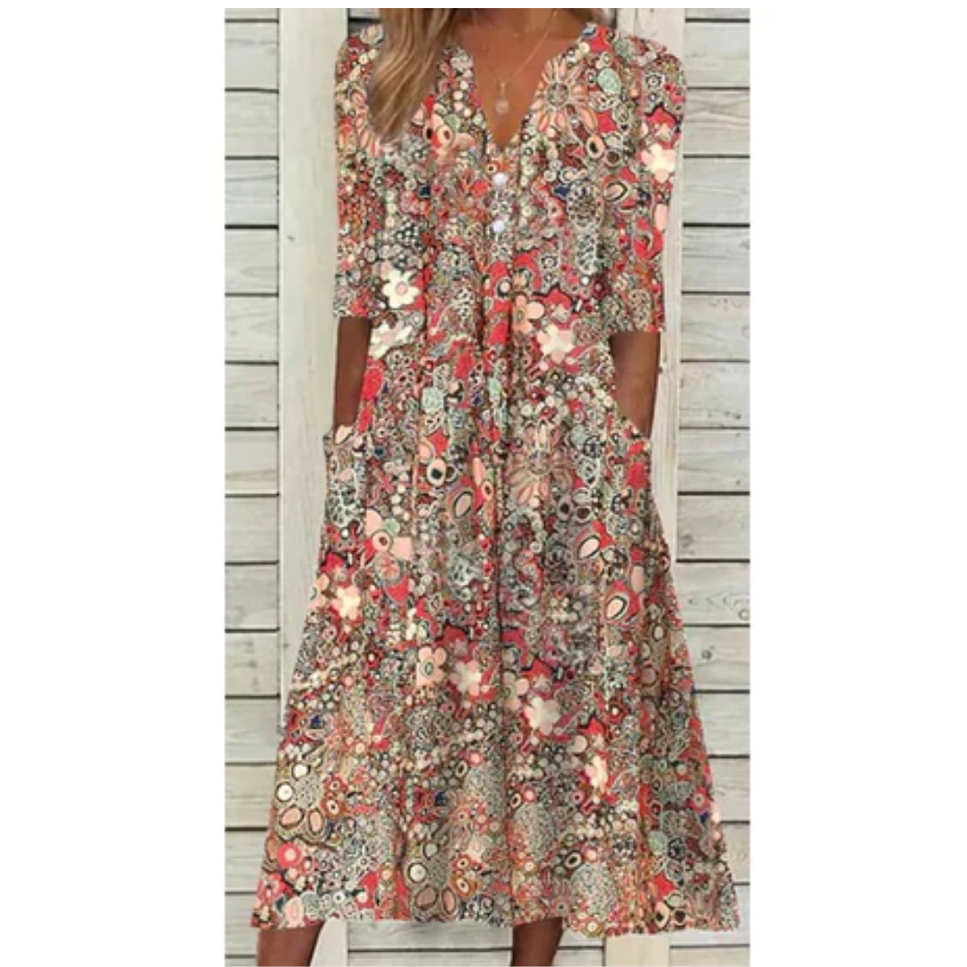 Farida | Floral Summer Midi Dress For Women