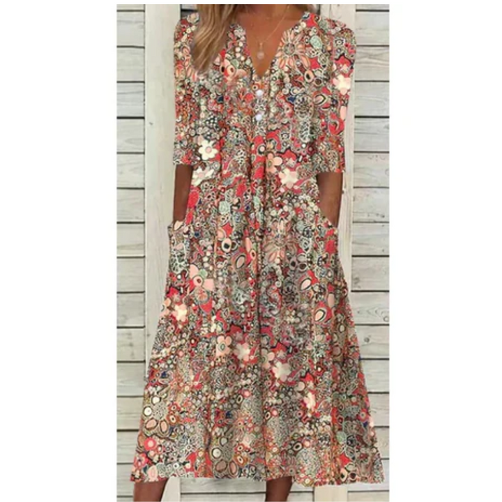 Farida | Floral Summer Midi Dress For Women