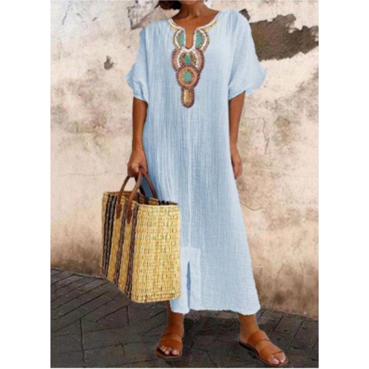 Helka | Summer Boho Beach A Line Midi Dress For Women