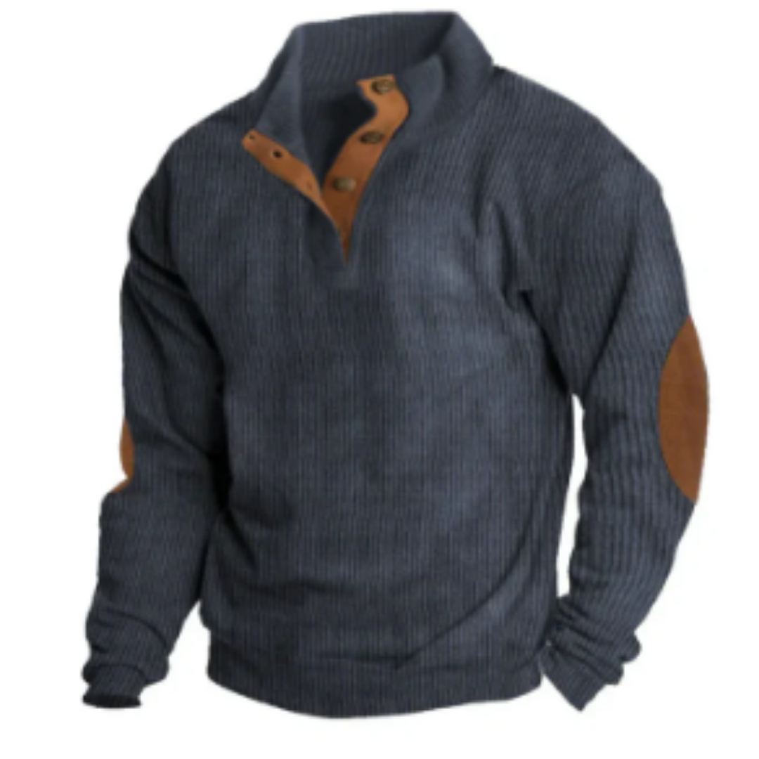 Romesh | Warm Ribbed Half Button Sweater For Men