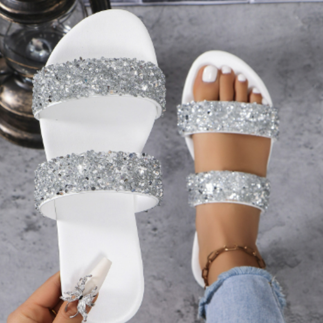 Brendah | Summer Sequin Slip On Sandals For Women