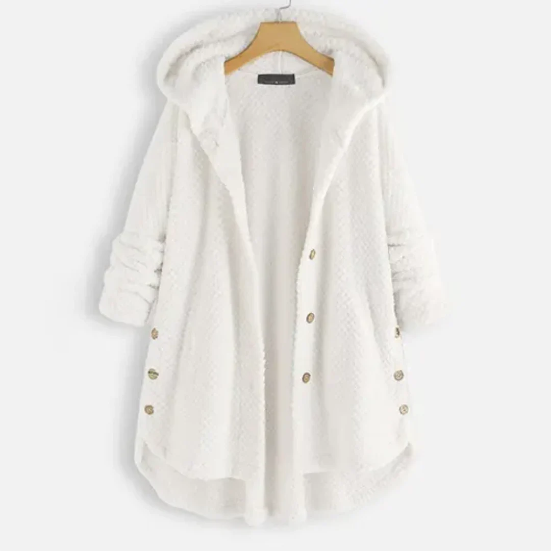 Qiu | Warm Textured Long Hooded Jacket For Women