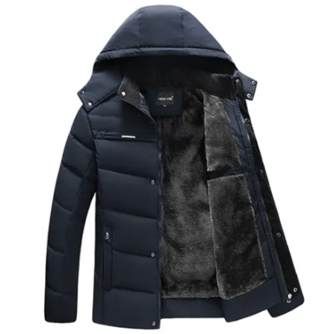 Vasquez | Winter Warm Button Down Hooded Puffer Jacket For Men