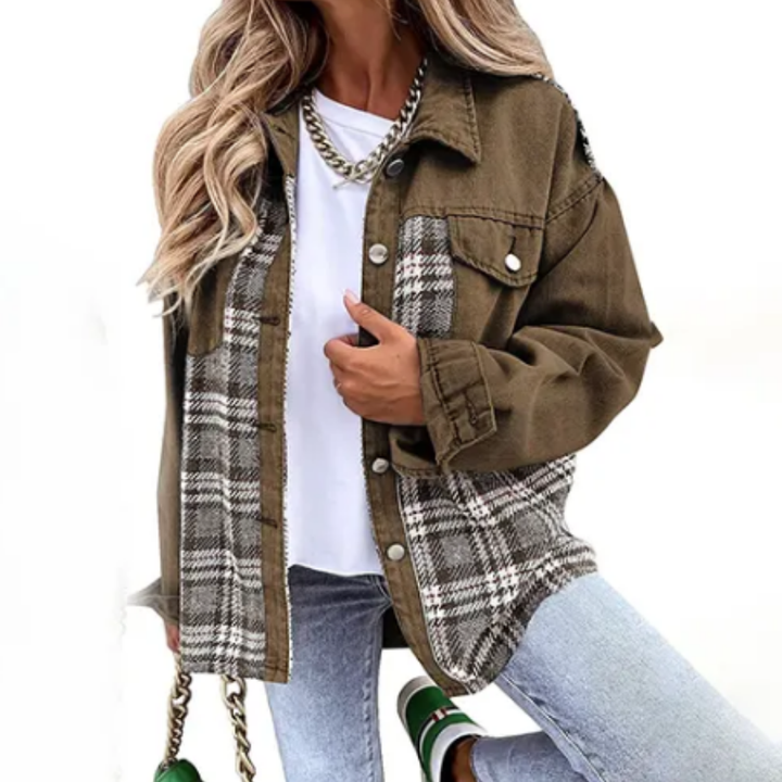 Vixen | Stylish Warm Button Down Plaid Jacket For Women