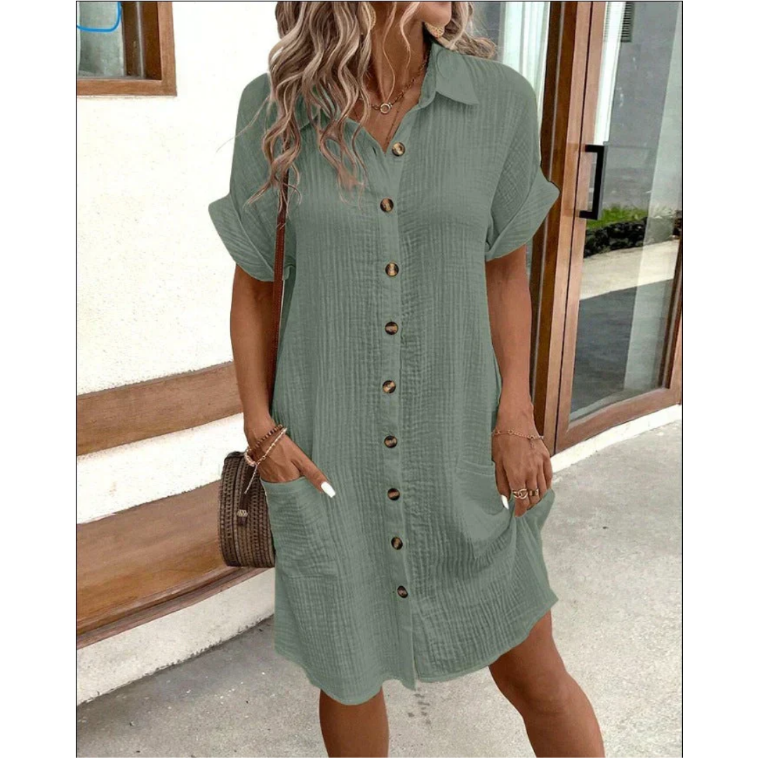 Urzula | Summer Button Down Polo Mini Dress For Women