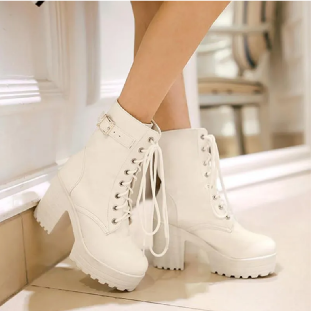 Brean | Chic Warm Lace Up Ankle Heeled Boots For Women