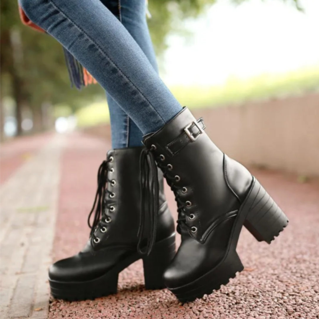 Brean | Chic Warm Lace Up Ankle Heeled Boots For Women