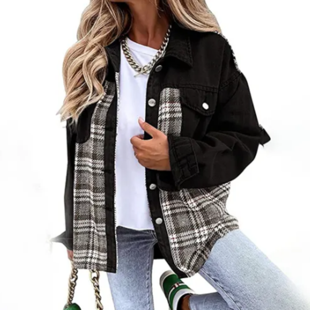 Vixen | Stylish Warm Button Down Plaid Jacket For Women