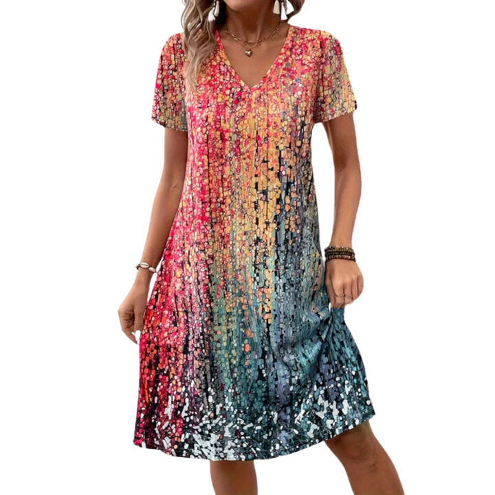 Justi | Summer Short Sleeve Midi Dress For Women