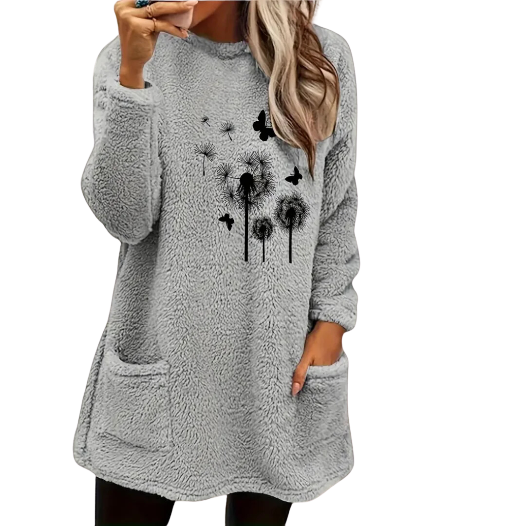 Elka | Comfortable Warm Printed Long Sweater For Women