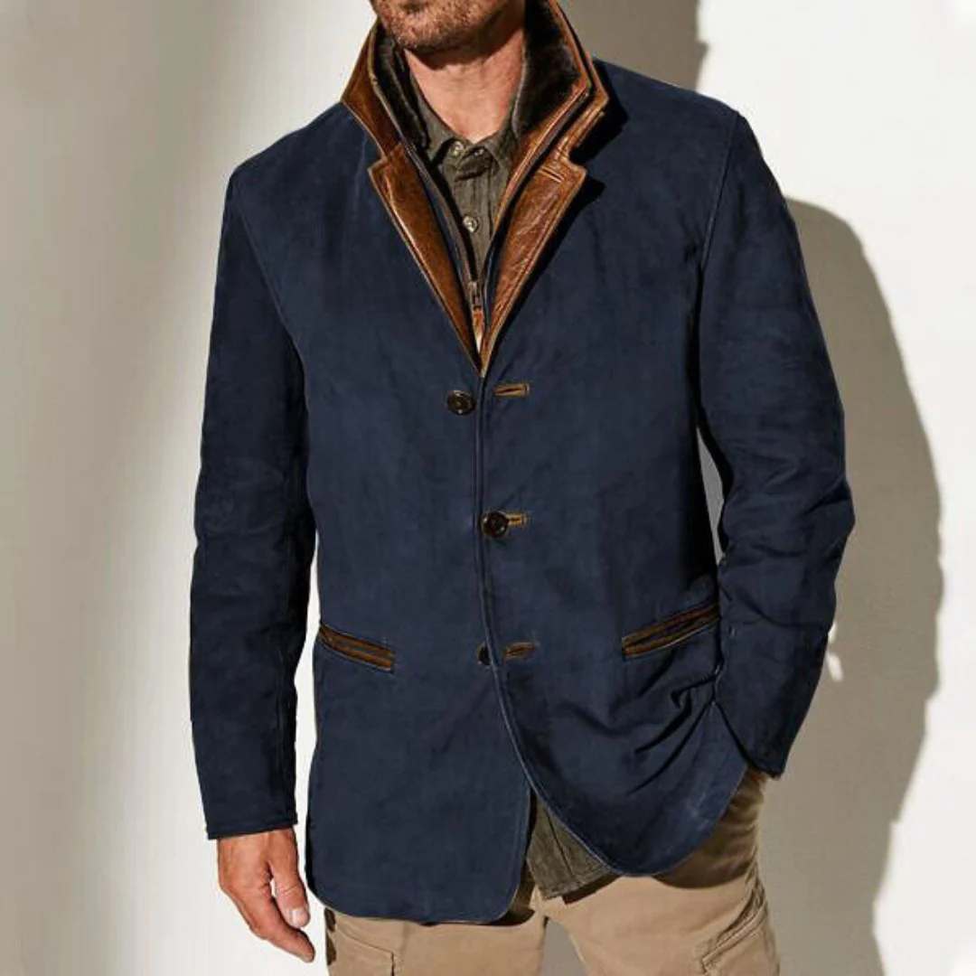 Olioli | Vintage Layered Button Down Blazer For Men