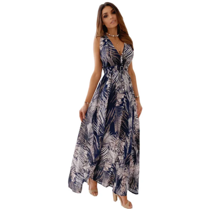 Quincy | Summer Hawaiian Sleeveless Midi Dress For Women