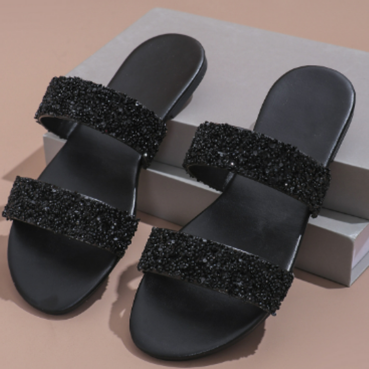 Brendah | Summer Sequin Slip On Sandals For Women