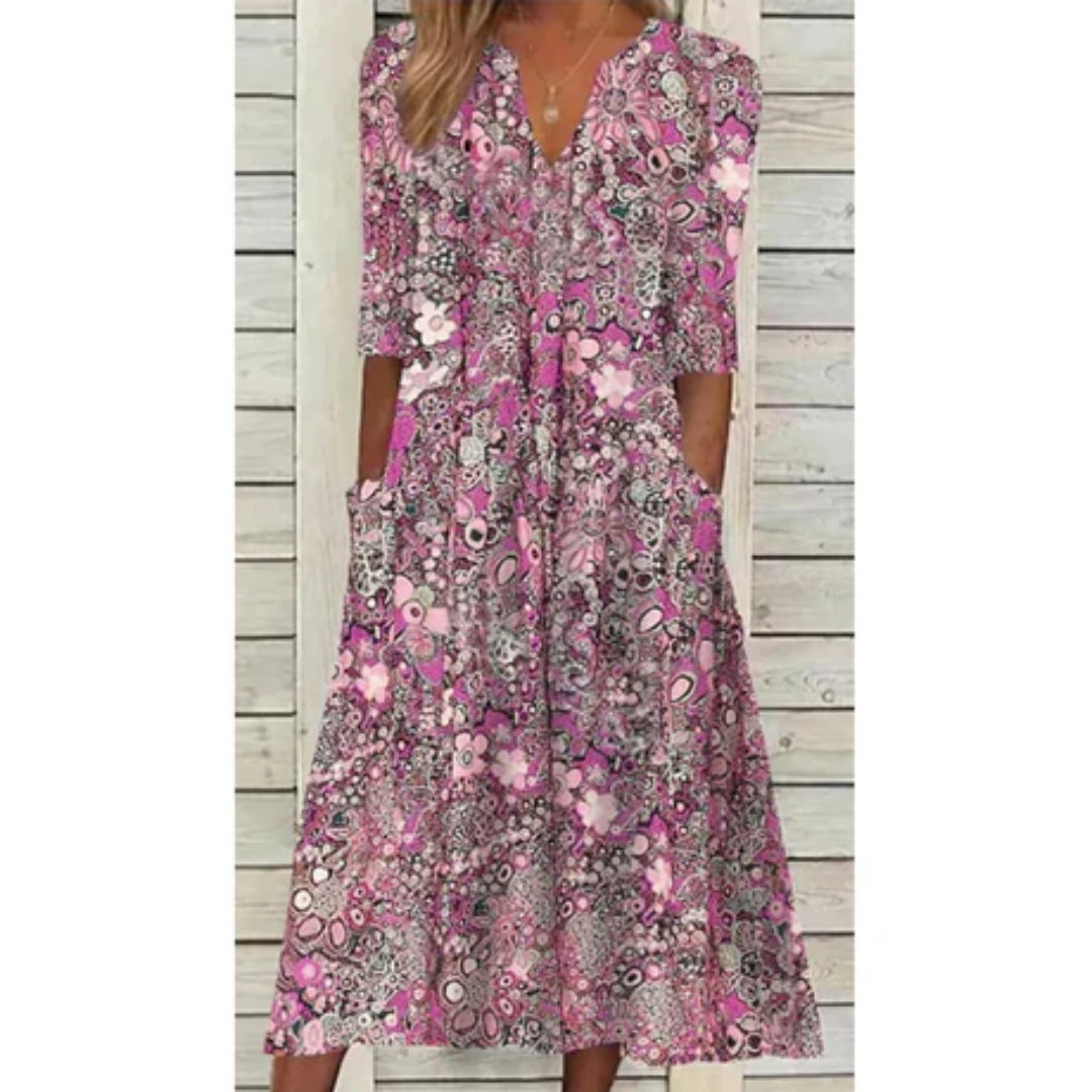 Farida | Floral Summer Midi Dress For Women