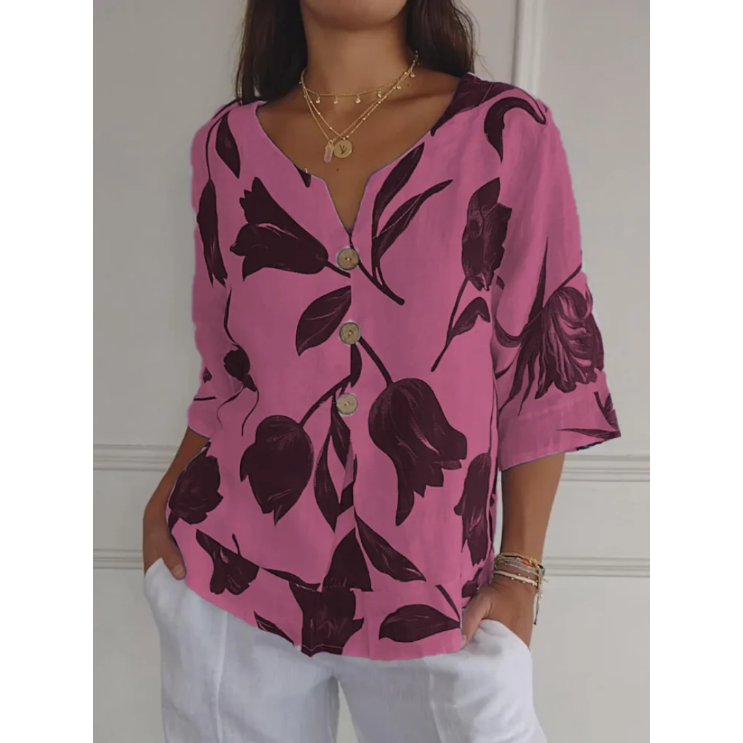 Willow | Summer Floral Mid Sleeve Blouse For Women