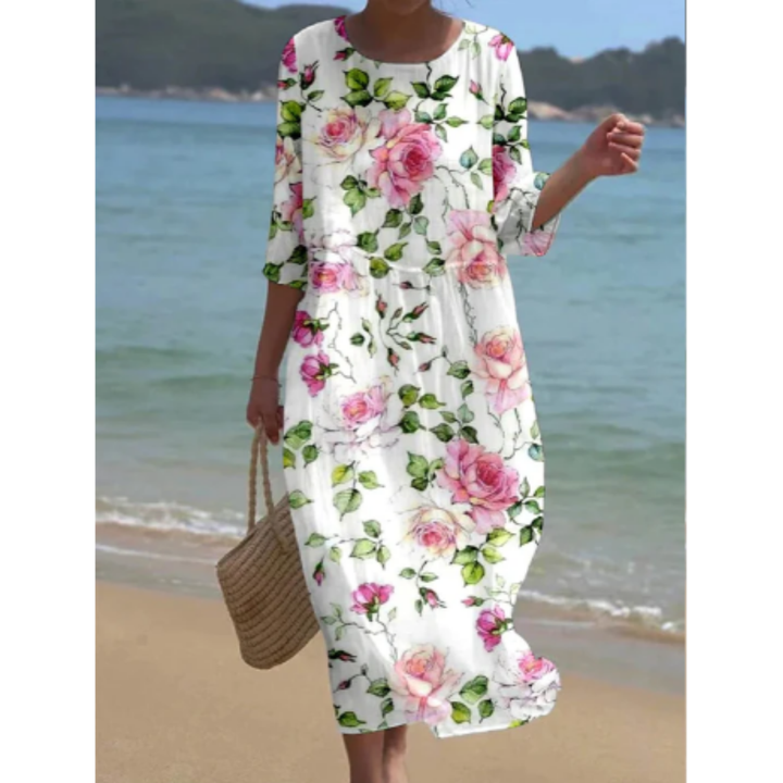 Helo | Casual Beach Floral A Line Midi Dress For Women